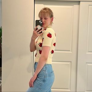 Anthropologie Ladybug Sweater Tee